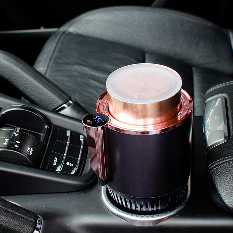 2-in-1 Car Heating & Cooling Cup – Smart Temperature Display | Drink Warmer & Mini Car Refrigerator