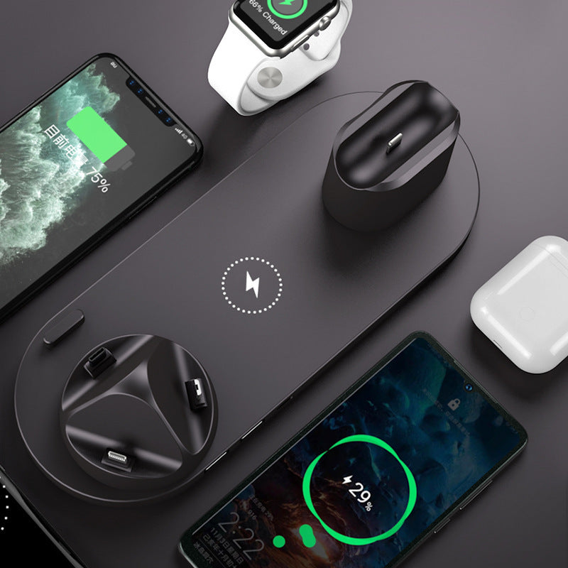 6-in-1 Wireless Charging Dock Station | Fast Charger for iPhone, Phone & Watch with USB Port & LED Indicator