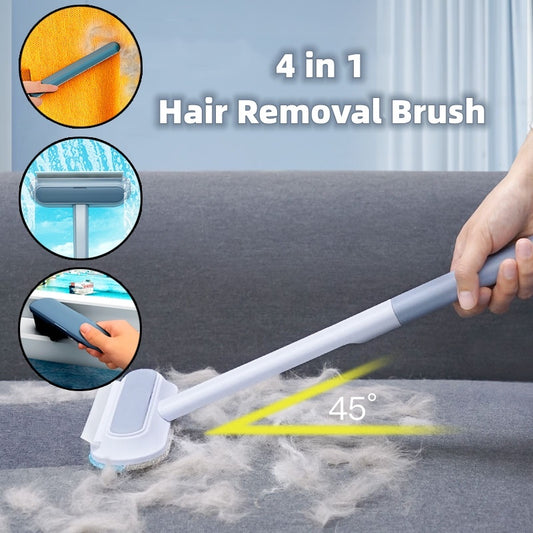 4‑in‑1 Pet Hair & Screen Cleaning Brush – Wet/Dry Lint Remover with Extendable Handle