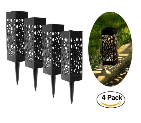 Solar Garden Pathway Light | Hollow-Carved LED Lantern, Waterproof & Wireless for Outdoor Lawn Décor