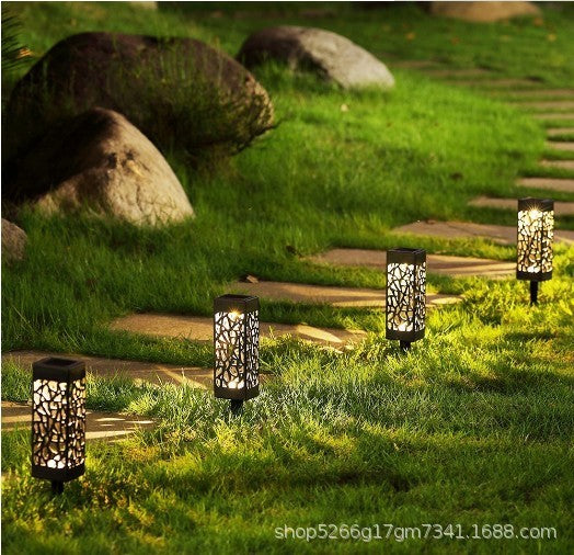 Solar Garden Pathway Light | Hollow-Carved LED Lantern, Waterproof & Wireless for Outdoor Lawn Décor