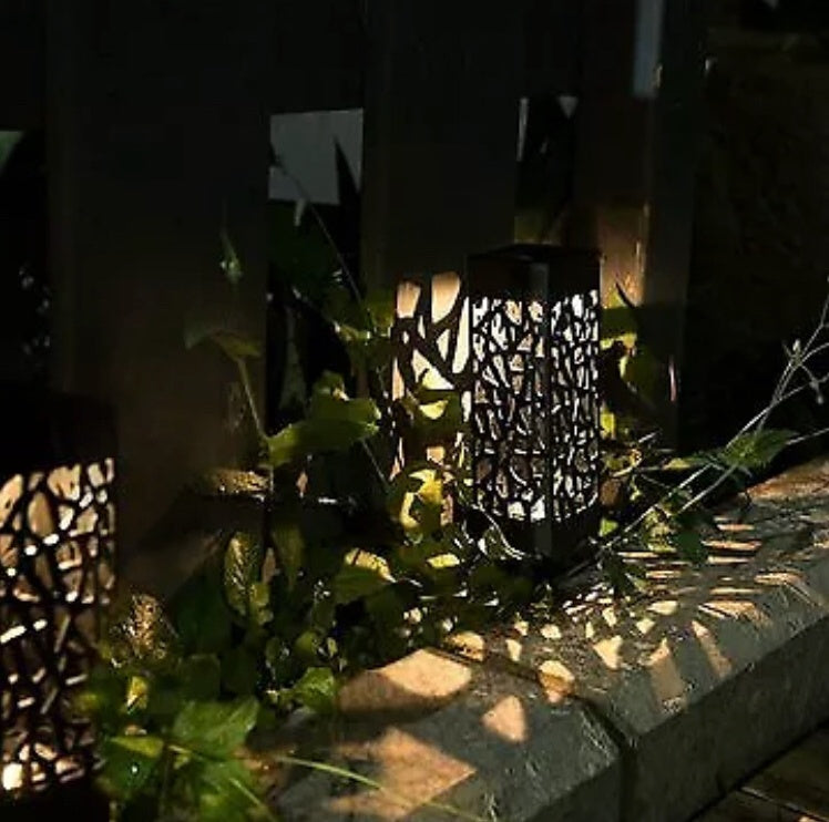Solar Garden Pathway Light | Hollow-Carved LED Lantern, Waterproof & Wireless for Outdoor Lawn Décor