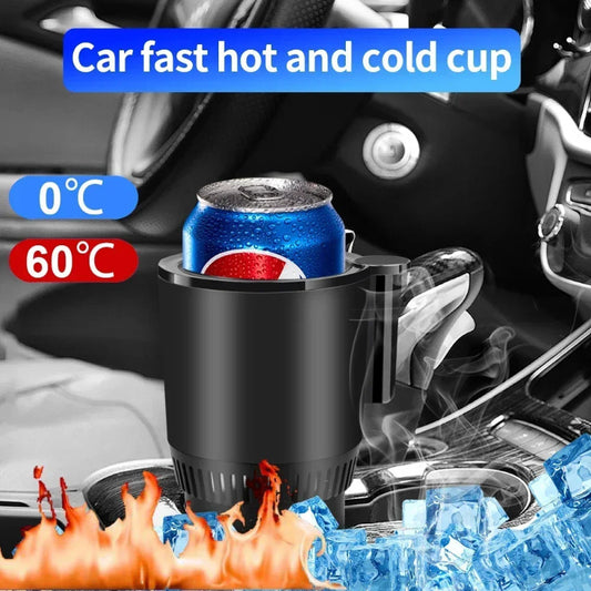 2-in-1 Car Heating & Cooling Cup – Smart Temperature Display | Drink Warmer & Mini Car Refrigerator