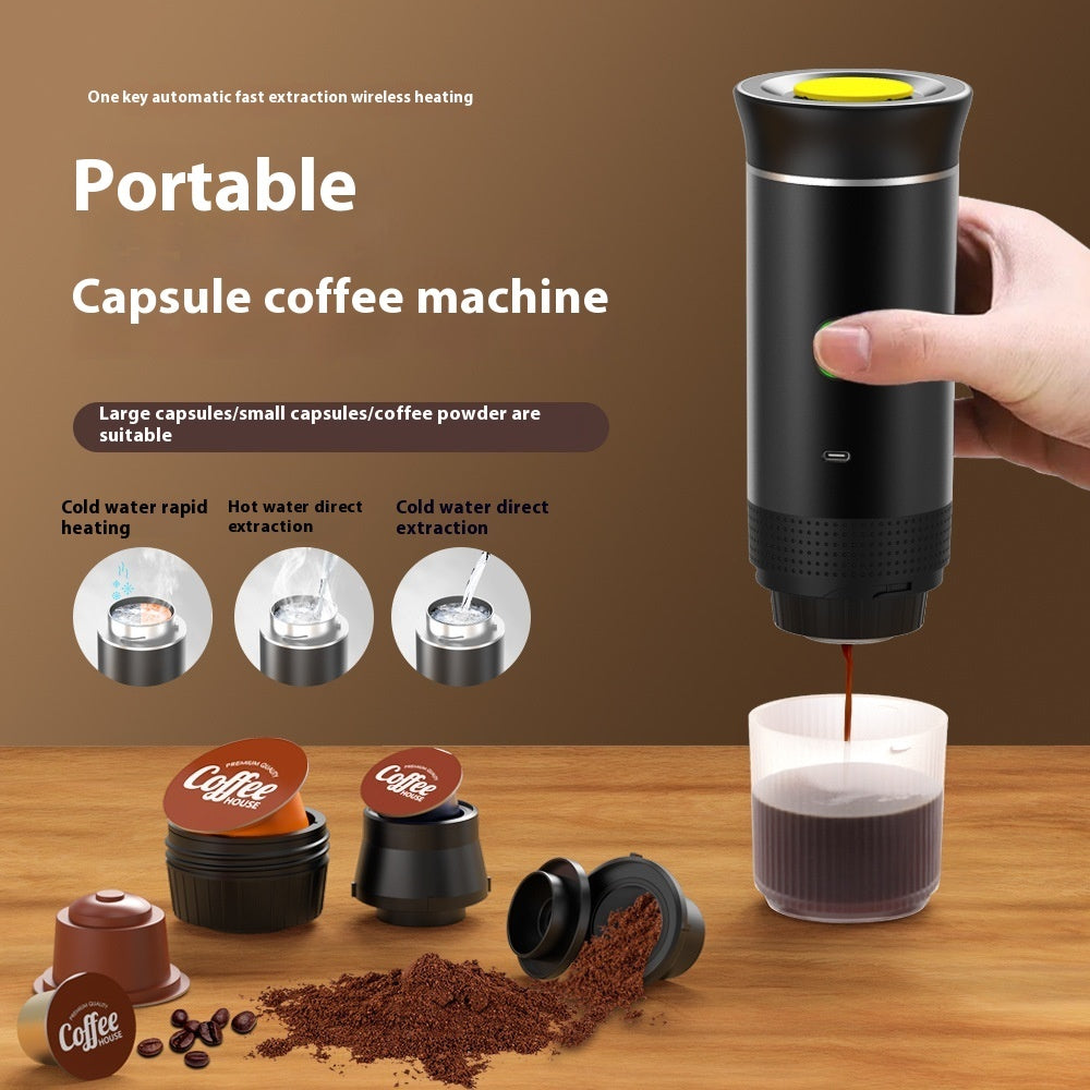 3-in-1 Portable Espresso Maker | USB Rechargeable Coffee Machine for Travel, Office & Capsule Brewing
