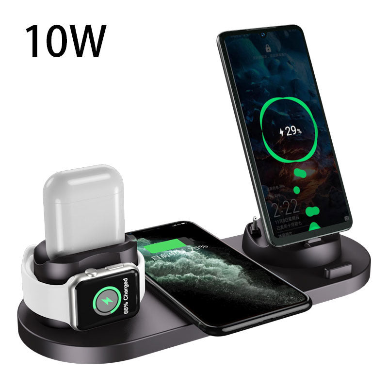 6-in-1 Wireless Charging Dock Station | Fast Charger for iPhone, Phone & Watch with USB Port & LED Indicator