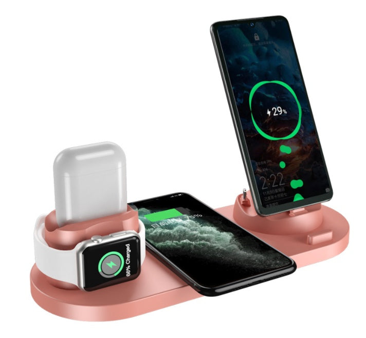 6-in-1 Wireless Charging Dock Station | Fast Charger for iPhone, Phone & Watch with USB Port & LED Indicator