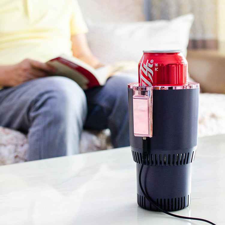 2-in-1 Car Heating & Cooling Cup – Smart Temperature Display | Drink Warmer & Mini Car Refrigerator