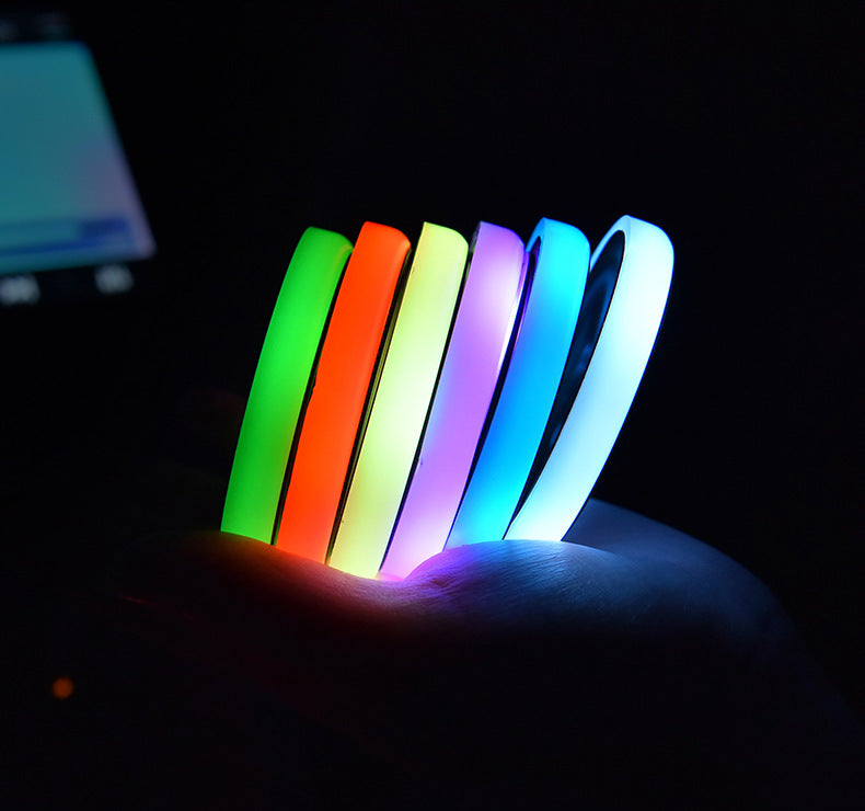 Solar & USB LED Car Cup Holder Coaster – 7‑Color Ambient Light, Non‑Slip, Auto Glow