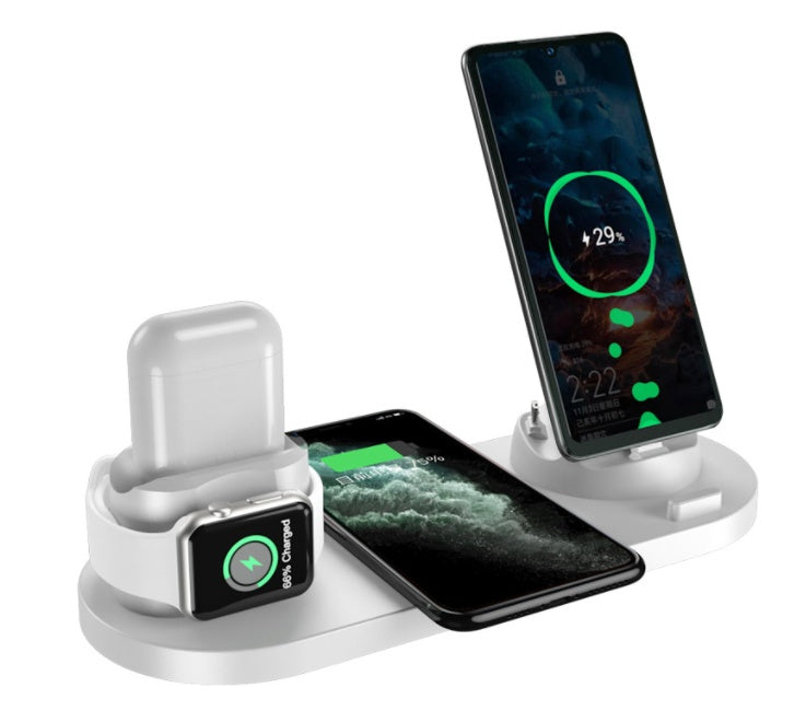 6-in-1 Wireless Charging Dock Station | Fast Charger for iPhone, Phone & Watch with USB Port & LED Indicator