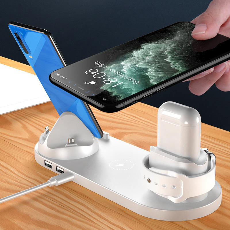 6-in-1 Wireless Charging Dock Station | Fast Charger for iPhone, Phone & Watch with USB Port & LED Indicator