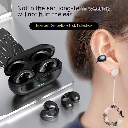 Wireless Ear Clip Bluetooth Headset 5.3 – Bone Conduction TWS Sports Headphones with Comfortable Fit