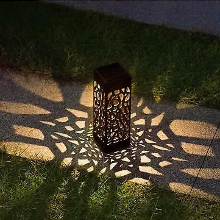 Solar Garden Pathway Light | Hollow-Carved LED Lantern, Waterproof & Wireless for Outdoor Lawn Décor