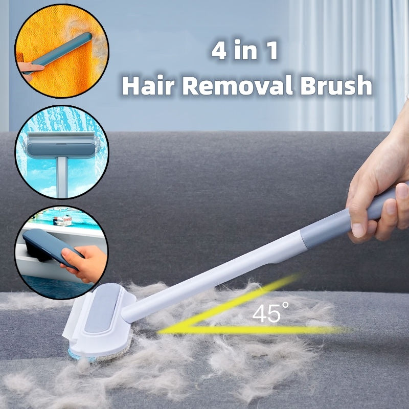 4‑in‑1 Pet Hair & Screen Cleaning Brush – Wet/Dry Lint Remover with Extendable Handle