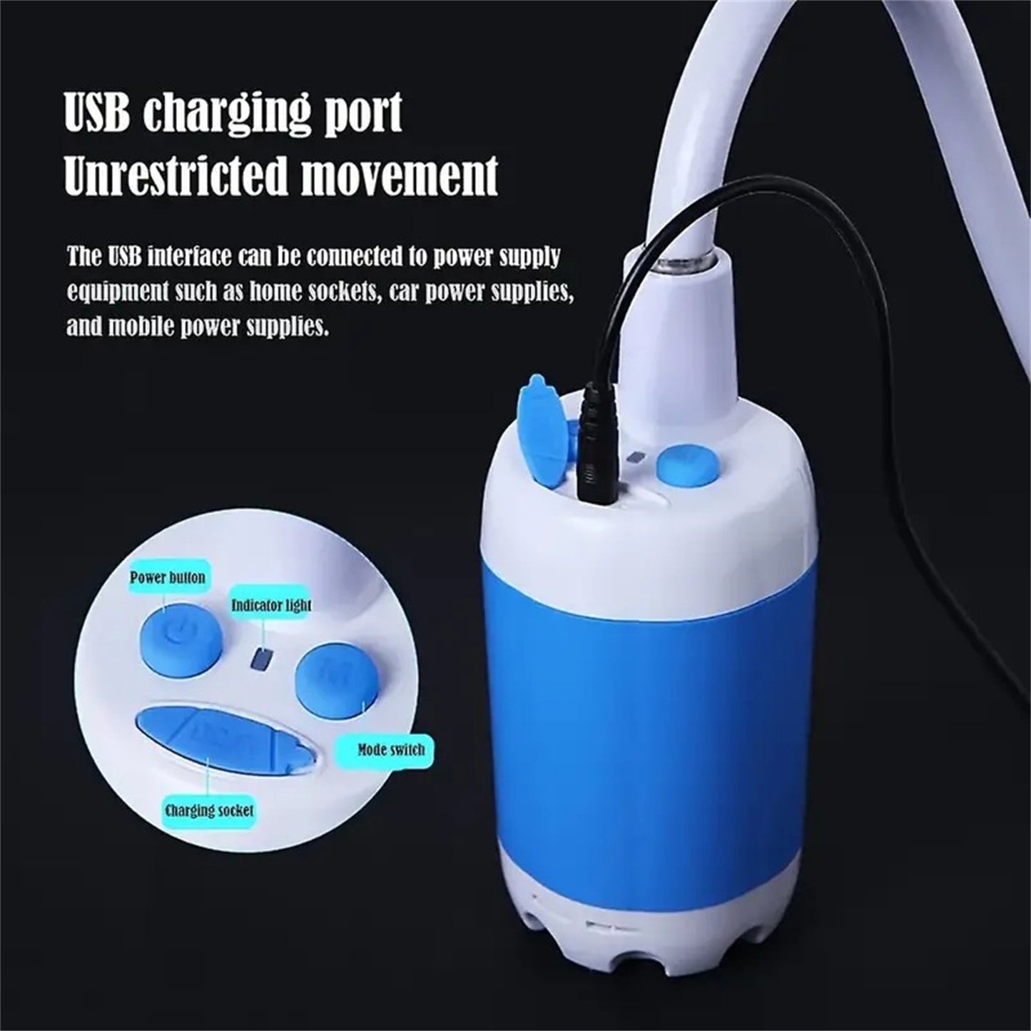 Portable Electric Camping Shower | Rechargeable Outdoor Shower with 5000mAh Battery & Adjustable Flow