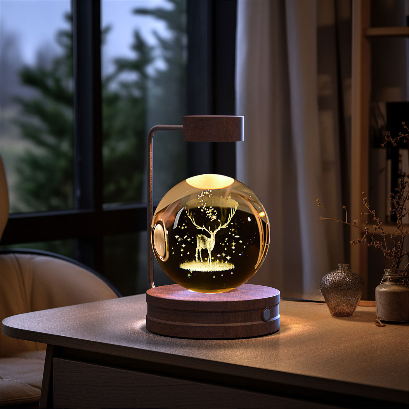 Crystal Ball Dinosaur Night Light – 3D LED USB Lamp with Warm Glow for Bedroom, Gifting & Eco Ambience