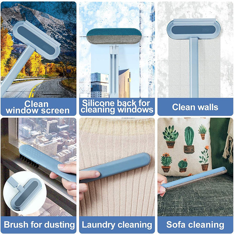 4‑in‑1 Pet Hair & Screen Cleaning Brush – Wet/Dry Lint Remover with Extendable Handle