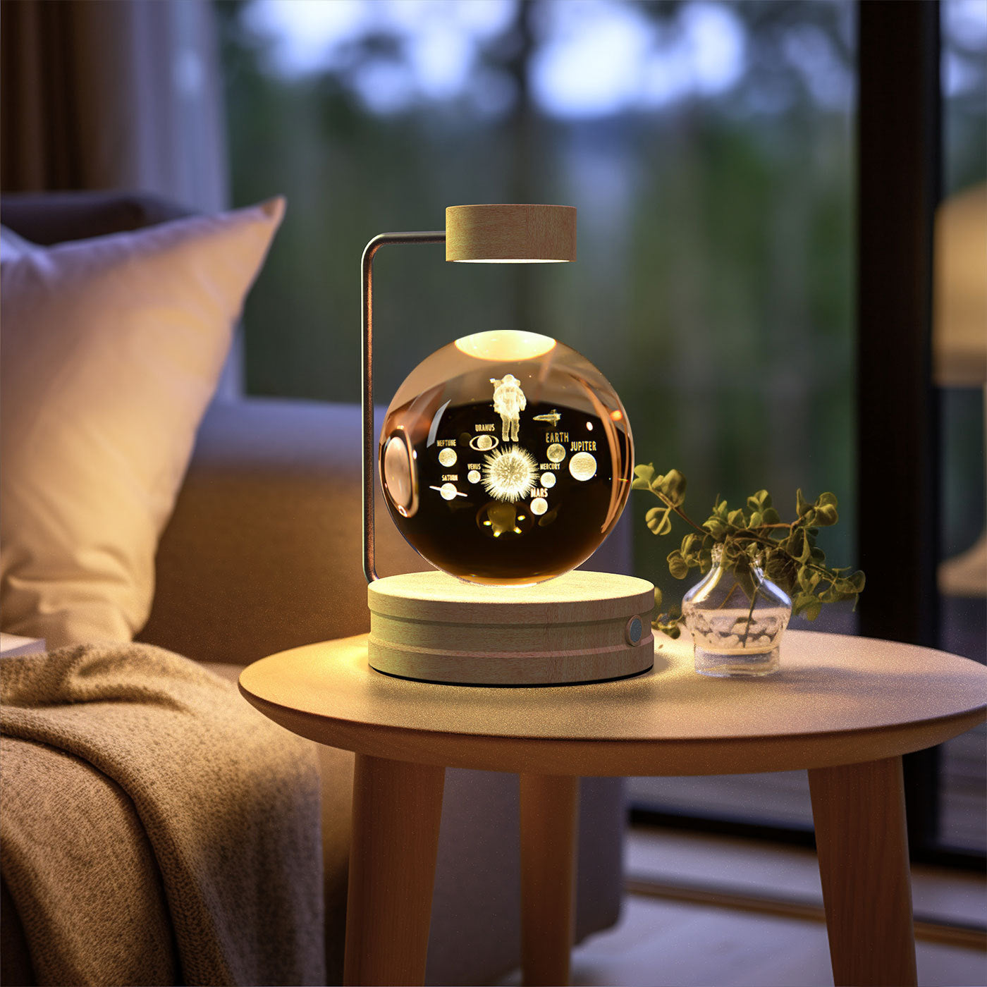 Crystal Ball Dinosaur Night Light – 3D LED USB Lamp with Warm Glow for Bedroom, Gifting & Eco Ambience