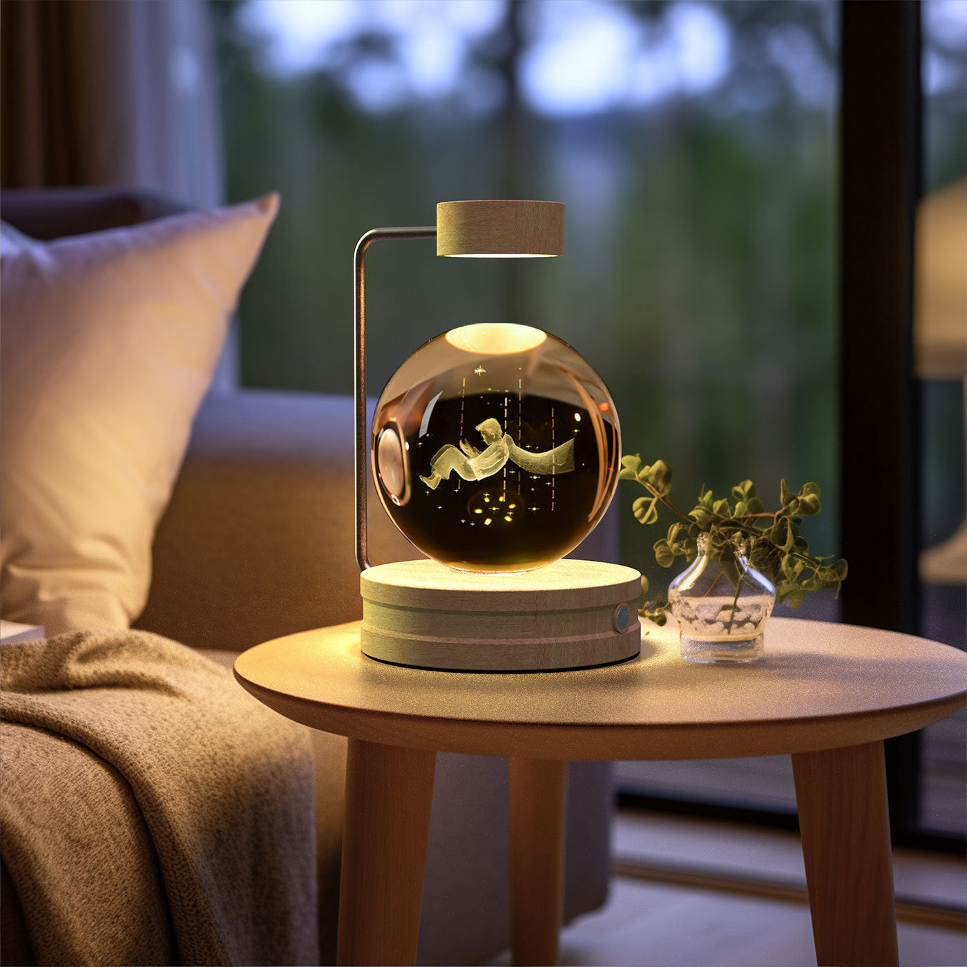 Crystal Ball Dinosaur Night Light – 3D LED USB Lamp with Warm Glow for Bedroom, Gifting & Eco Ambience