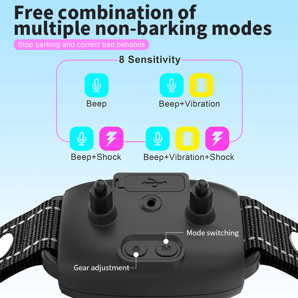 Smart Anti-Barking Dog Collar – AI Adjustable Modes + Safe No-Shock Options & IP67 Waterproof