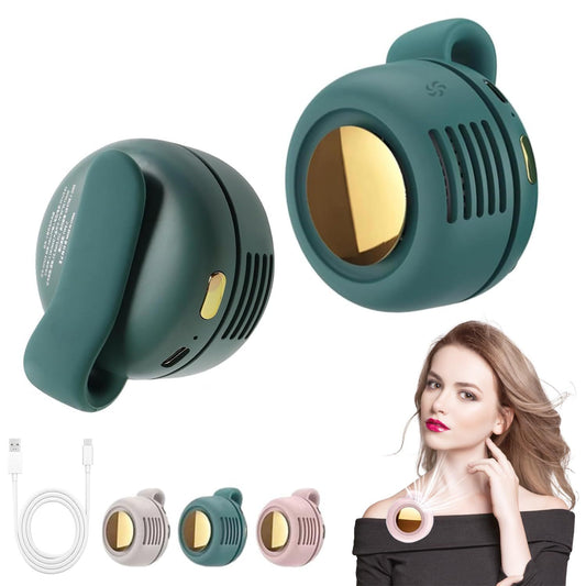 Mini Clip Wearable USB Leafless Fan – 3‑Speed 900mAh Rechargeable Hands‑Free Cooling for Travel & Outdoor Use