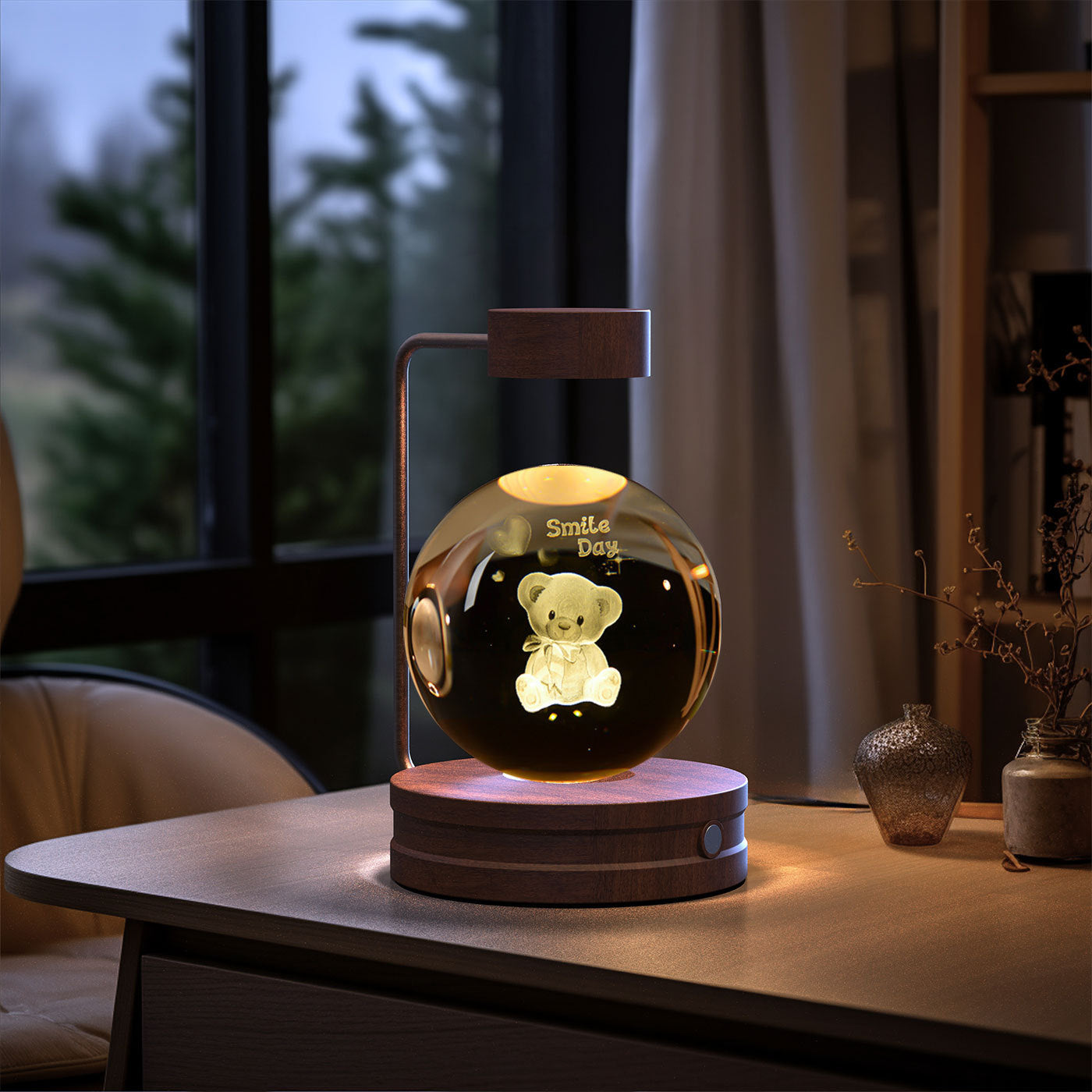 Crystal Ball Dinosaur Night Light – 3D LED USB Lamp with Warm Glow for Bedroom, Gifting & Eco Ambience