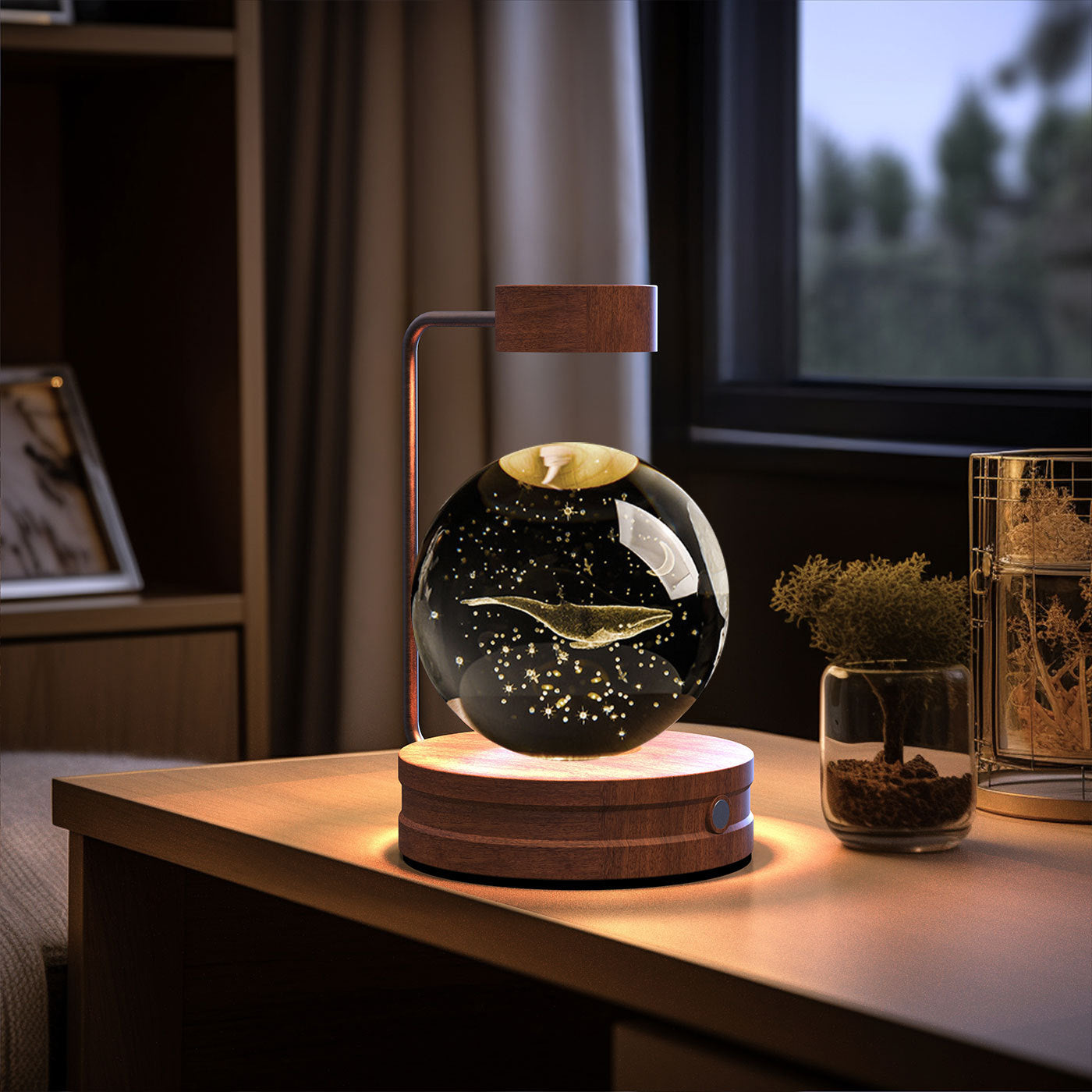 Crystal Ball Dinosaur Night Light – 3D LED USB Lamp with Warm Glow for Bedroom, Gifting & Eco Ambience