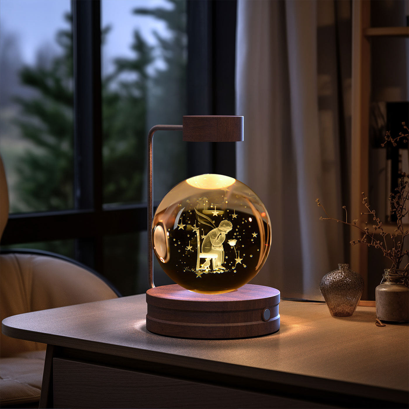 Crystal Ball Dinosaur Night Light – 3D LED USB Lamp with Warm Glow for Bedroom, Gifting & Eco Ambience