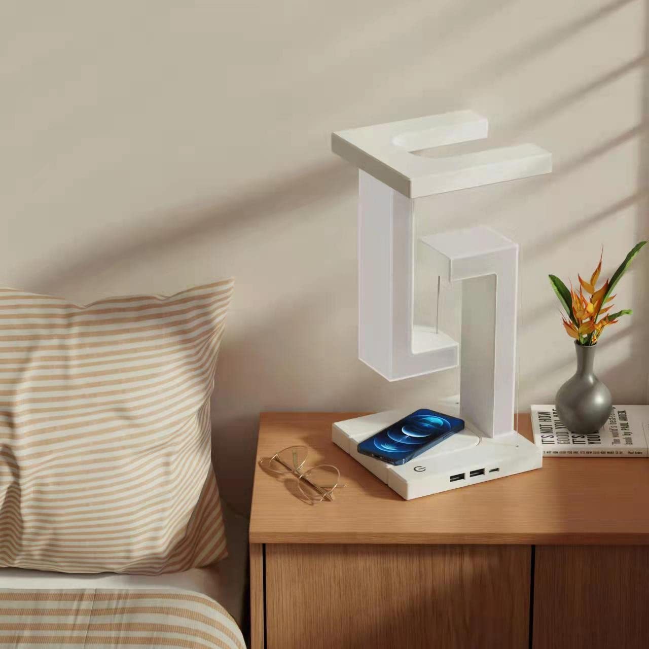 Magnetic Floating LED Table Lamp – Wireless Charging Night Light with Touch Control & Foldable Design for Eye-Friendly Lighting