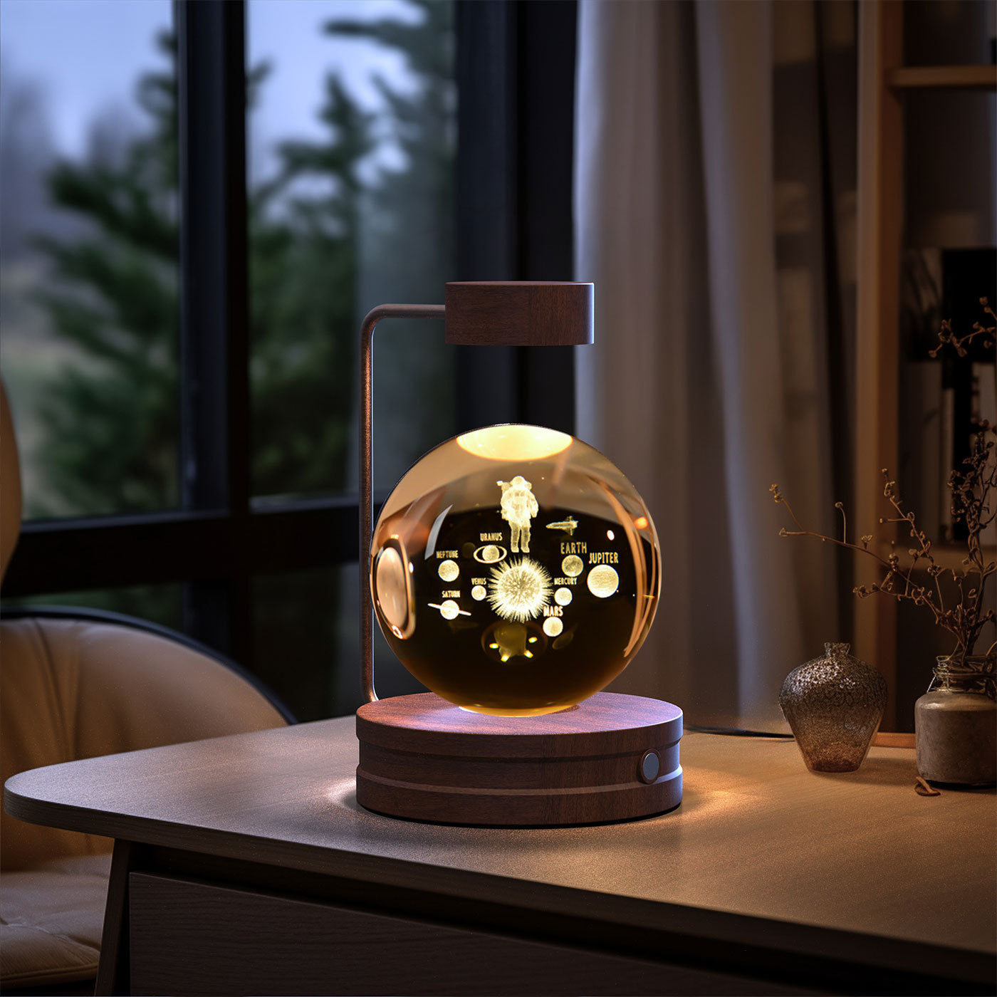 Crystal Ball Dinosaur Night Light – 3D LED USB Lamp with Warm Glow for Bedroom, Gifting & Eco Ambience