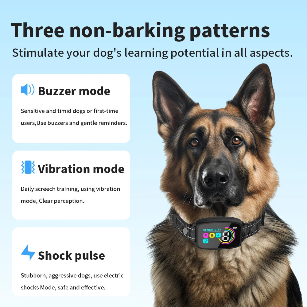 Smart Anti-Barking Dog Collar – AI Adjustable Modes + Safe No-Shock Options & IP67 Waterproof