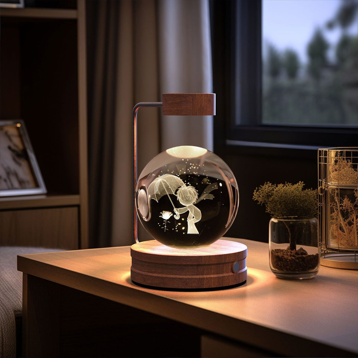 Crystal Ball Dinosaur Night Light – 3D LED USB Lamp with Warm Glow for Bedroom, Gifting & Eco Ambience