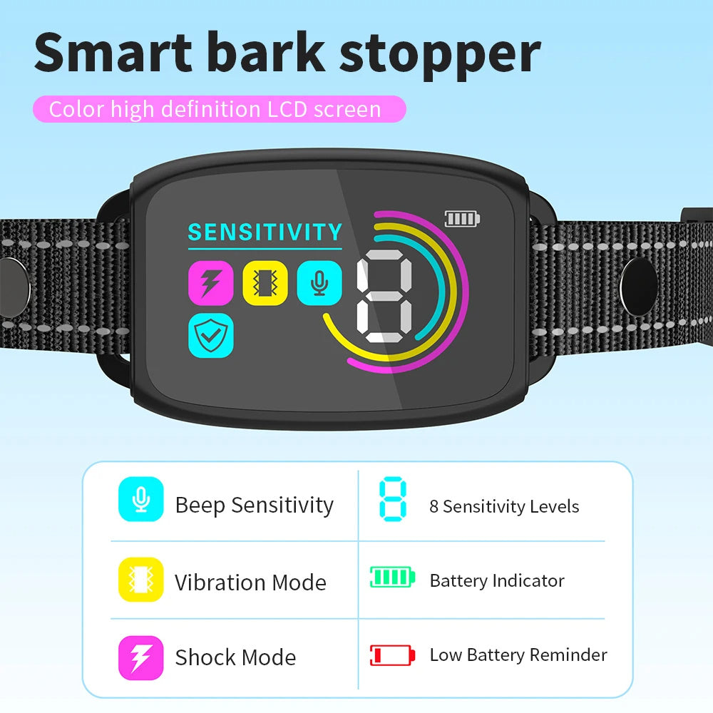 Smart Anti-Barking Dog Collar – AI Adjustable Modes + Safe No-Shock Options & IP67 Waterproof
