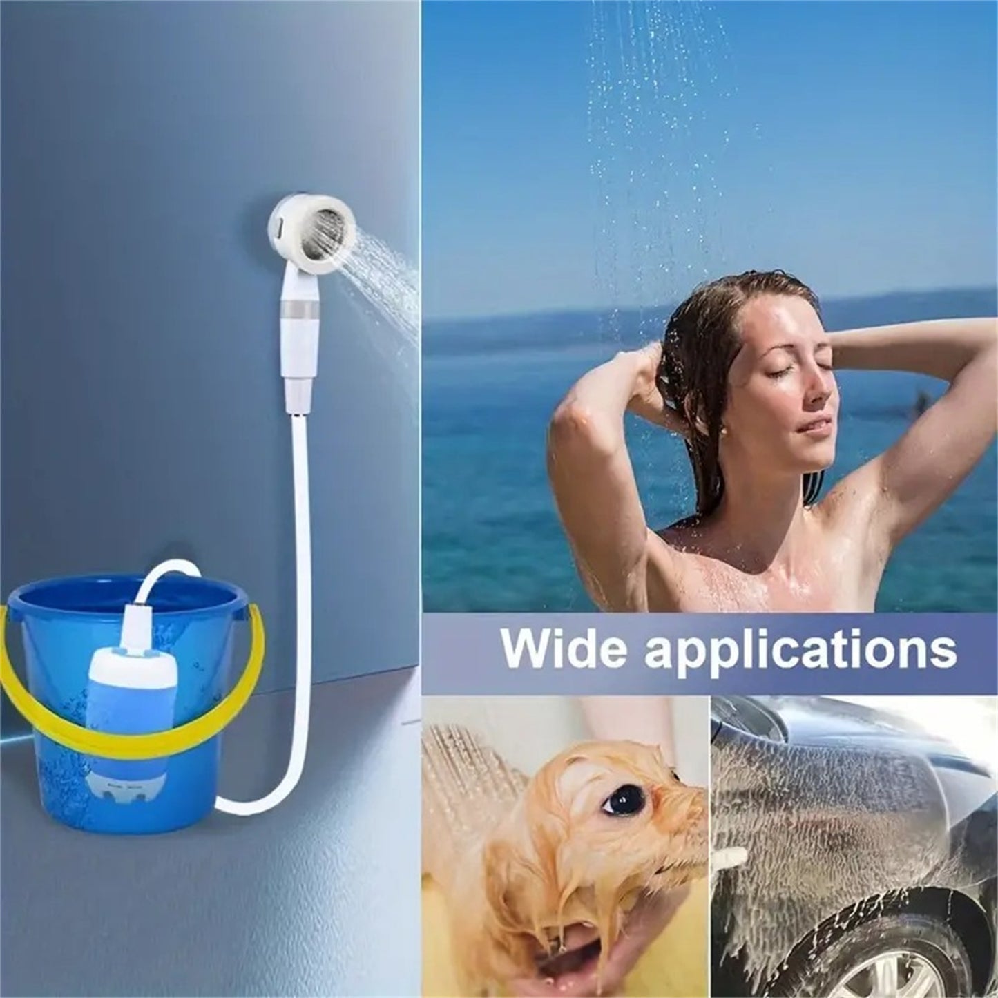 Portable Electric Camping Shower | Rechargeable Outdoor Shower with 5000mAh Battery & Adjustable Flow