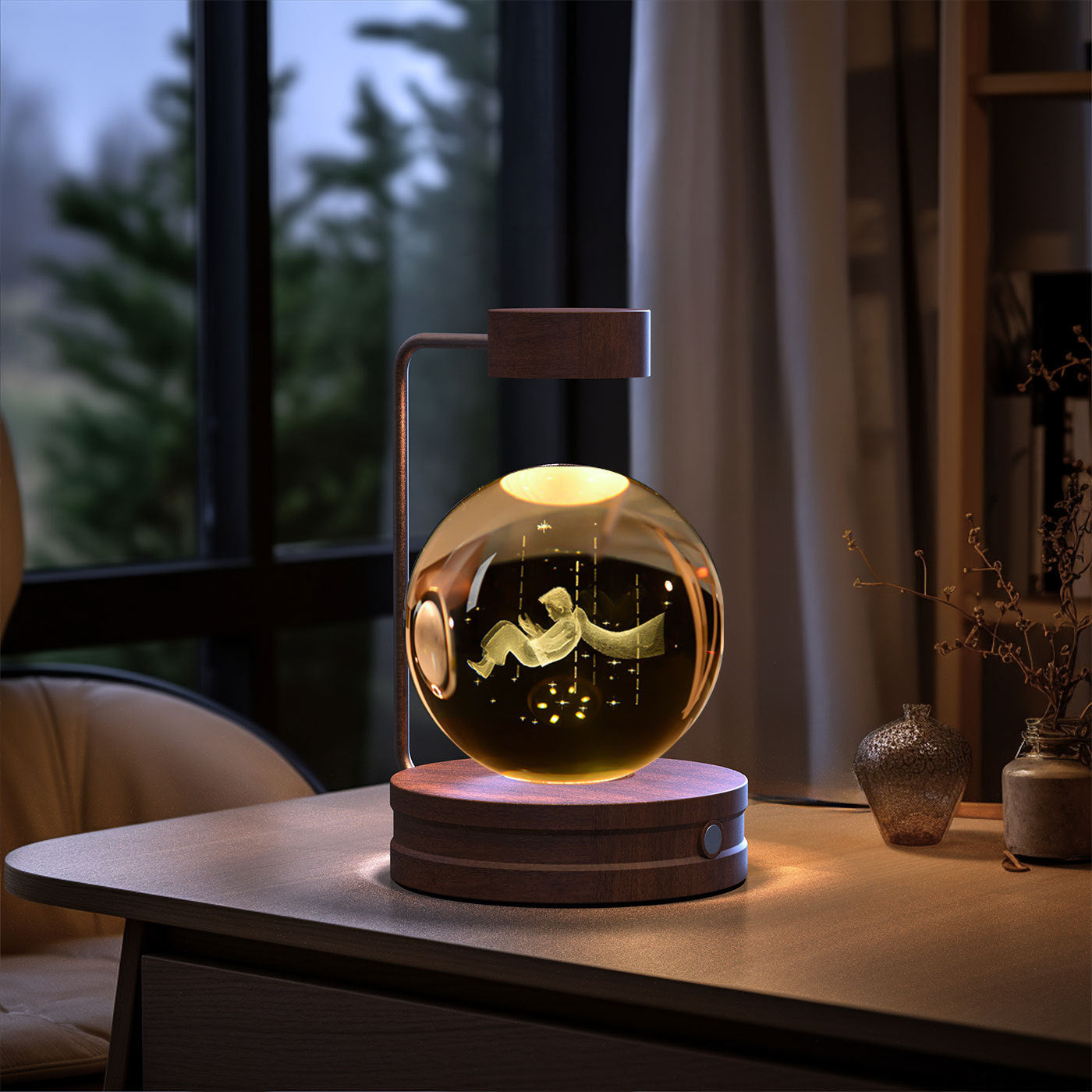 Crystal Ball Dinosaur Night Light – 3D LED USB Lamp with Warm Glow for Bedroom, Gifting & Eco Ambience