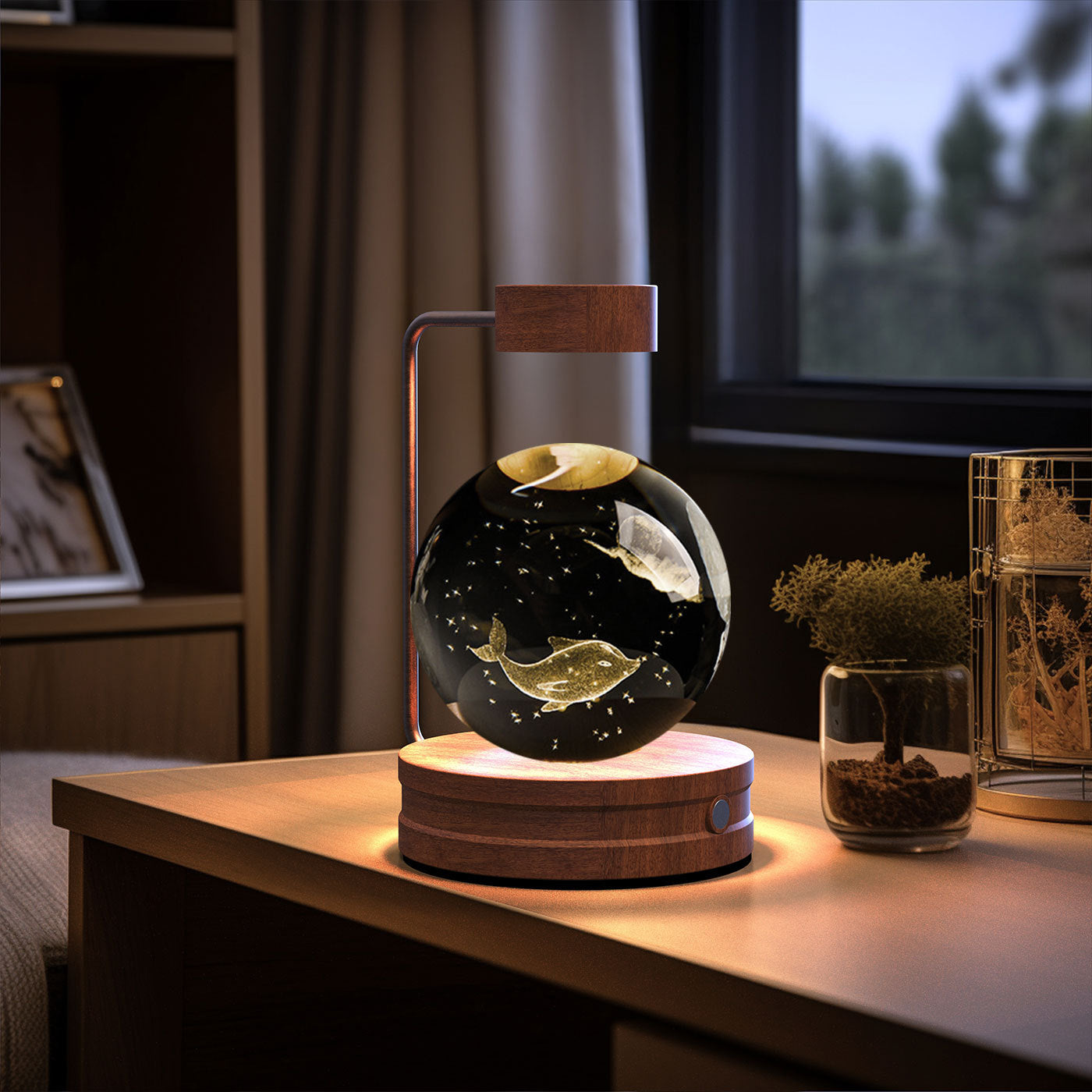 Crystal Ball Dinosaur Night Light – 3D LED USB Lamp with Warm Glow for Bedroom, Gifting & Eco Ambience