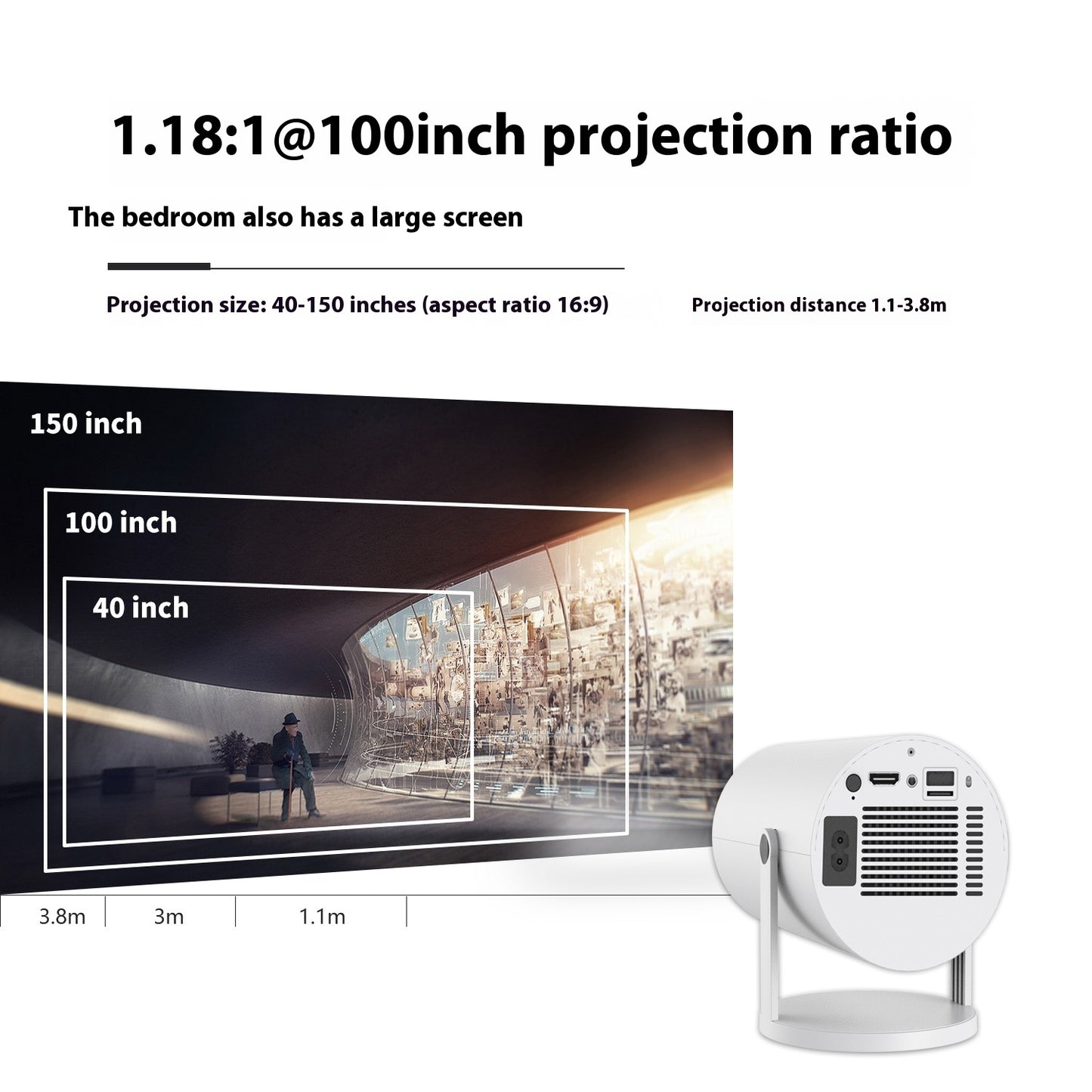 Magcubic HY300 Portable Projector | Home Theater 180° Projection with Auto Keystone & 4K Support